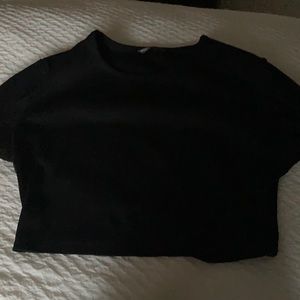 Aesthetic cropped black Ribbed T